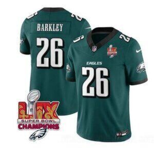 Saquon Barkley Green Super Bowl LIX CH Jersey Stitched